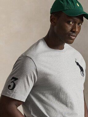 Polo Ralph Lauren Big Pony 3 Jersey T-Shirt Gray Black XXL